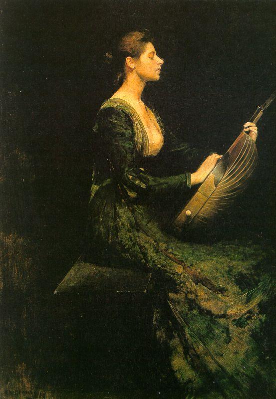 Thomas Wilmer Dewing Lady with a Lute oil painting image